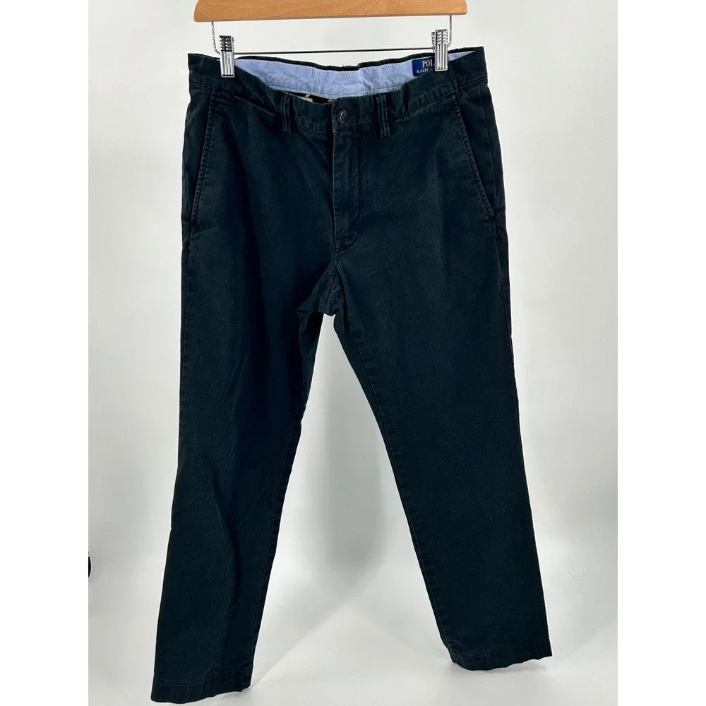 Polo Ralph Lauren Mens Black Stretch Slim Fit Chino Pants 33x29 RN 41381